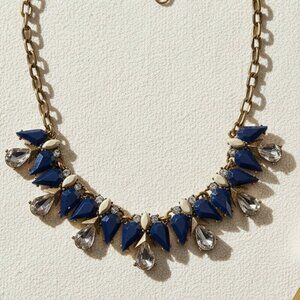 J. Crew Blue and Gold Necklace Elegant Teardrop Design